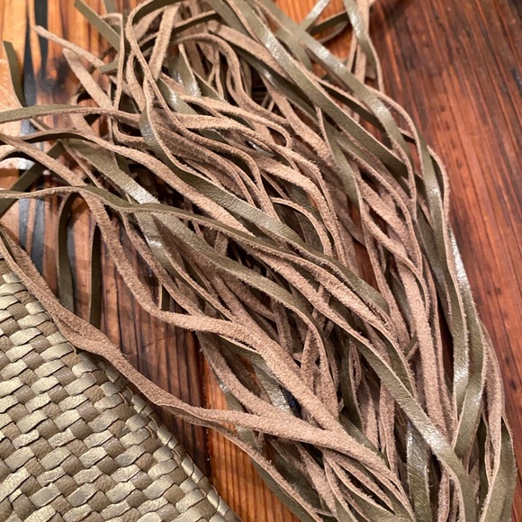 Allan K Leather Woven Metallic Bag WIth Tassel - Picture 11 of 11